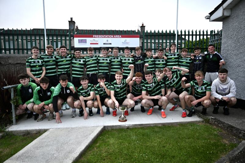  Celebrations for Douglas, captained by James Gordon, after the win in the Rebel Og Fe18 Premier 1 League Football final: Douglas vs Carrigaline at Ballinlough, Cork. Picture: Larry Cummins