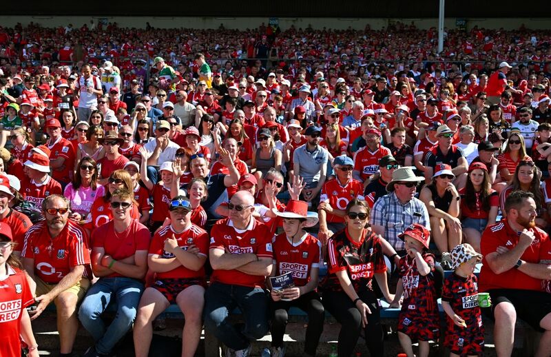 Cork supporters during the GAA Hurling All-Ireland Senior Championship quarter-final. Pic: Paul Phelan/Sportsfile.