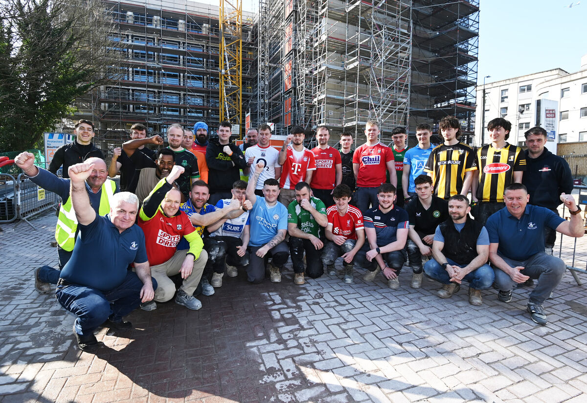 Cronin Electrical and ASMS plumbing staff taking part in the jersey day in the Stand 4 Féile fundraiser. Picture: Eddie O'Hare