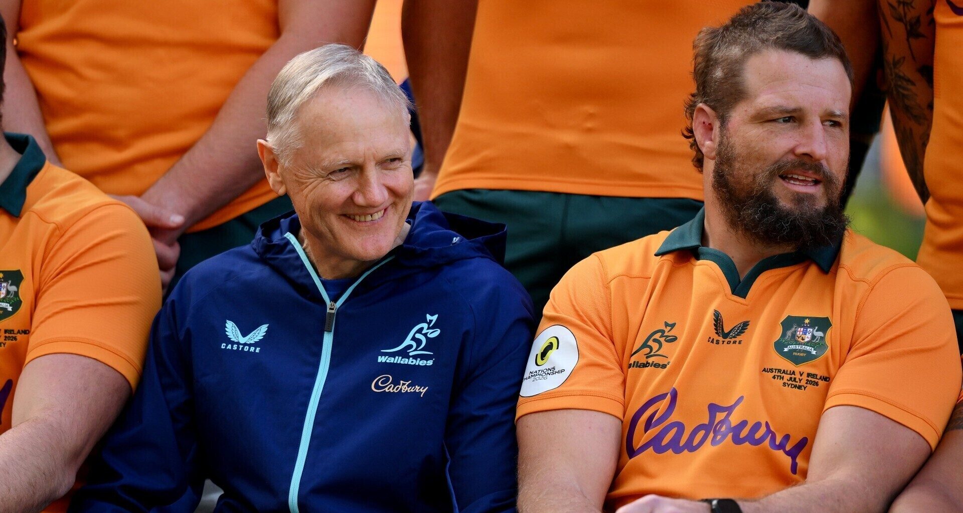 Head coach Joe Schmidt and James Slipper during the Australia Rugby captain's run. Pic: Brendan Moran/Sportsfile