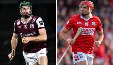 Galway's Cathal Mannion and Cork's Brian Hayes. Pics: Sportsfile