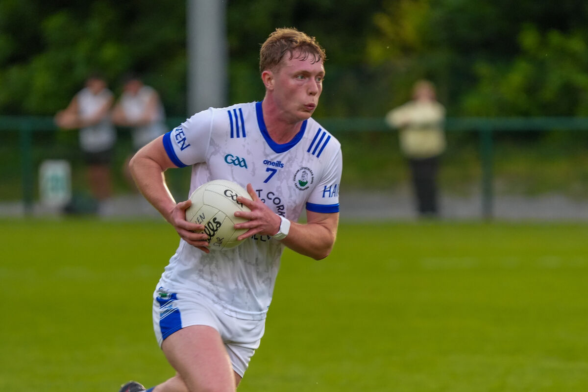 Castlehaven’s Jack O’Neill drives up the pitch. Picture: Noel Sweeney