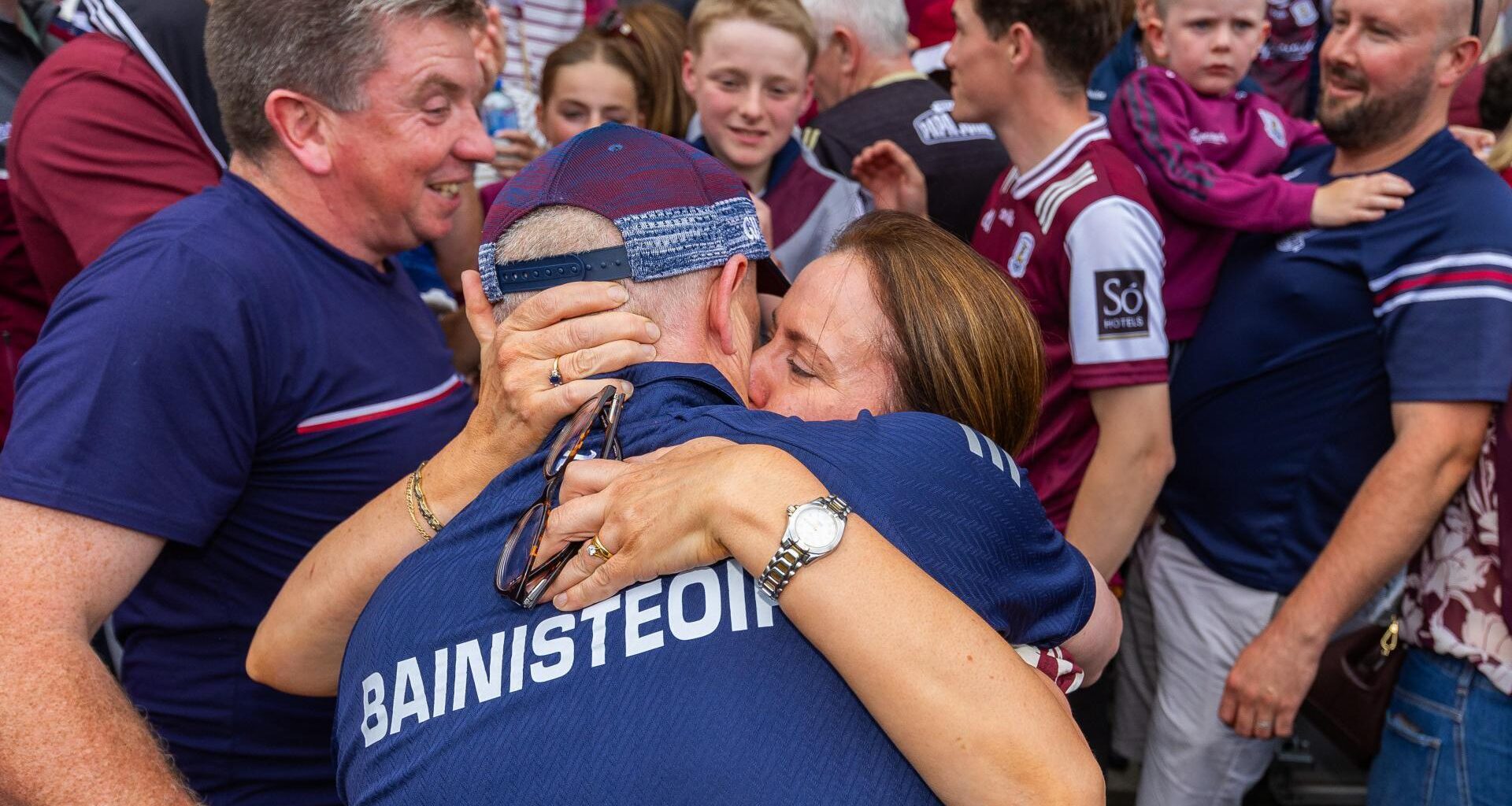 EMBRACEABLE YOU: Galway manager Micheál Donoghue with Laura Donoghue after the game. Pic: INPHO/Tom O’Hanlon