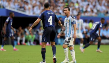STANDING TALL: Roberto Lopes of Cabo Verde and Lionel Messi of Argentina at Miami Stadium. Pic: Eston Parker/Sportsfile