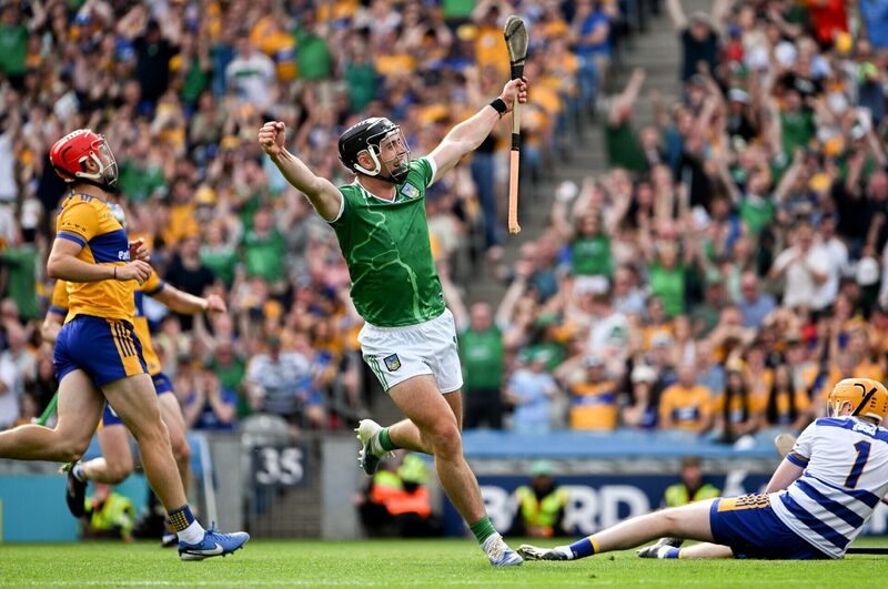 Aidan O'Connor celebrates his late goal for Limerick, in the 71st minute. Pic: Ray McManus/Sportsfile