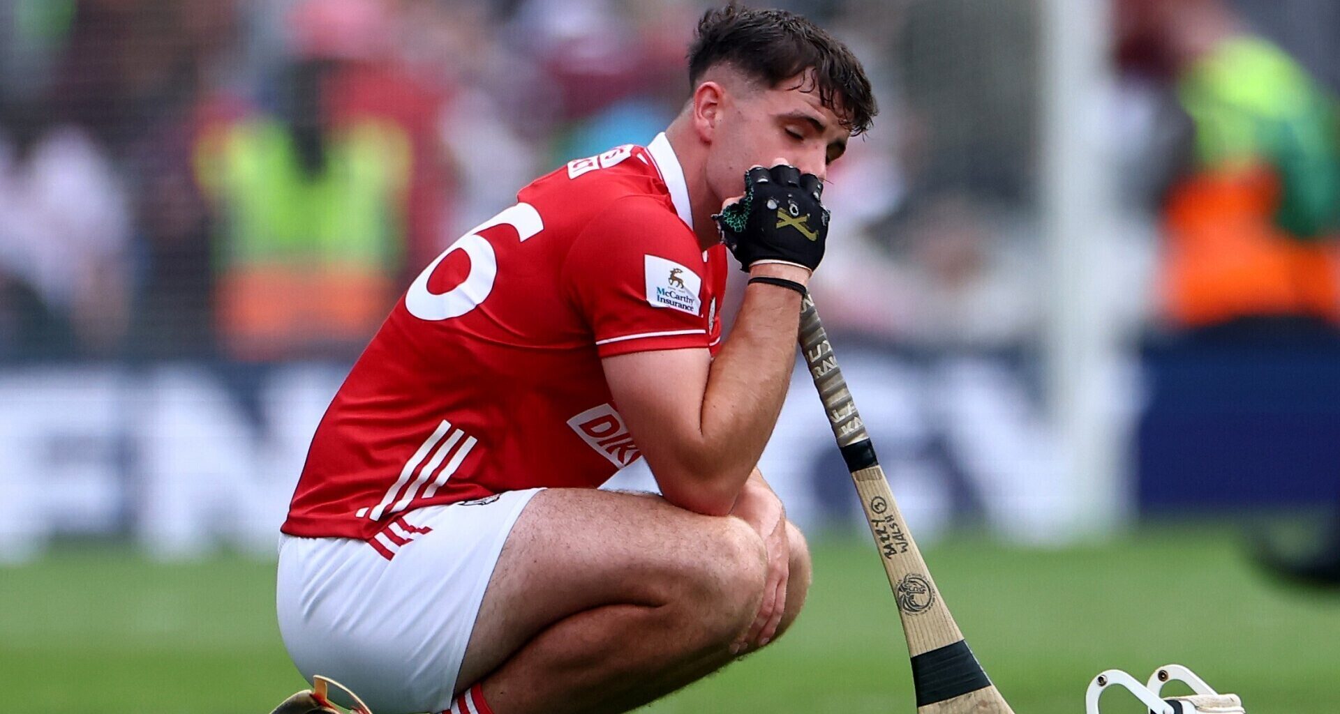 Cork's Barry Walsh sits dejected after another Croke Park second half collapse. Pic: James Crombie, Inpho