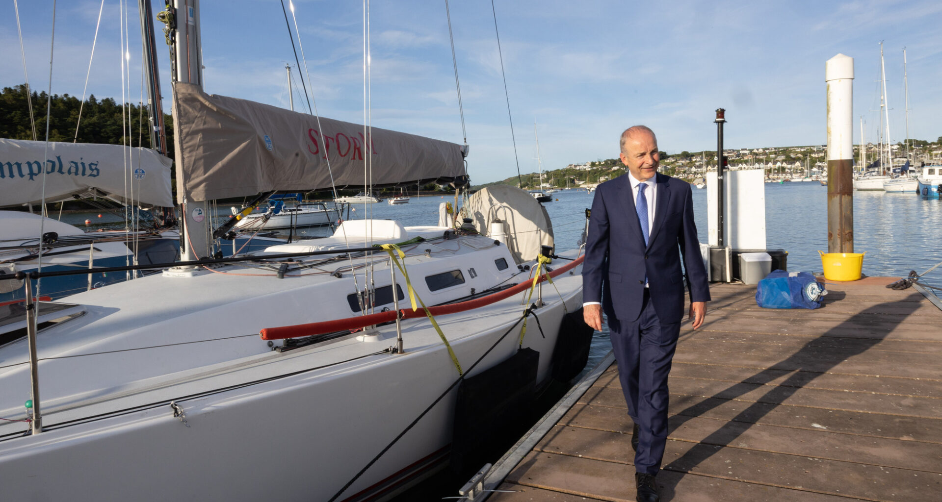Taoiseach Micheál Martin at the opening ceremony of Cork Week at the Royal Cork Yacht Club in Crosshaven. Photo: Darragh Kane