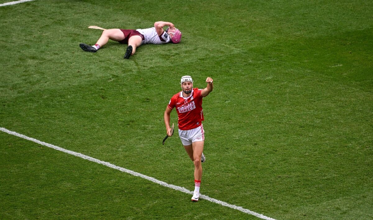 Alan Walsh of Cork celebrates after scoring his side's first goal. Picture: Daire Brennan/Sportsfile