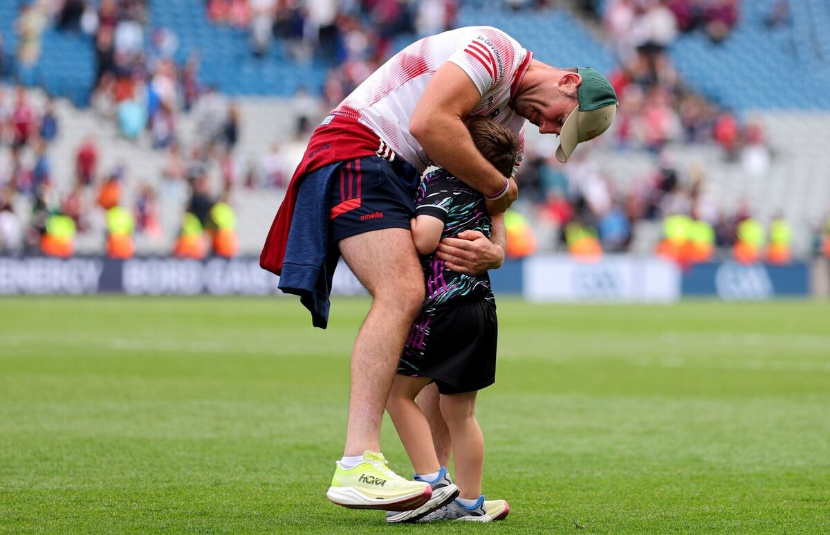 Cork’s Declan Dalton with his son EJ after the match last weekend. Picture: INPHO/Ryan Byrne