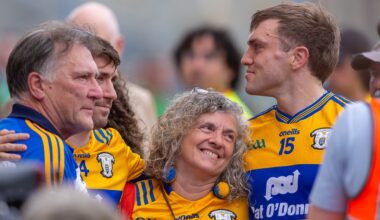 GREAT SERVANT: Clare's Shane O'Donnell with family after the game. Pic: Tom O’Hanlon/Inpho