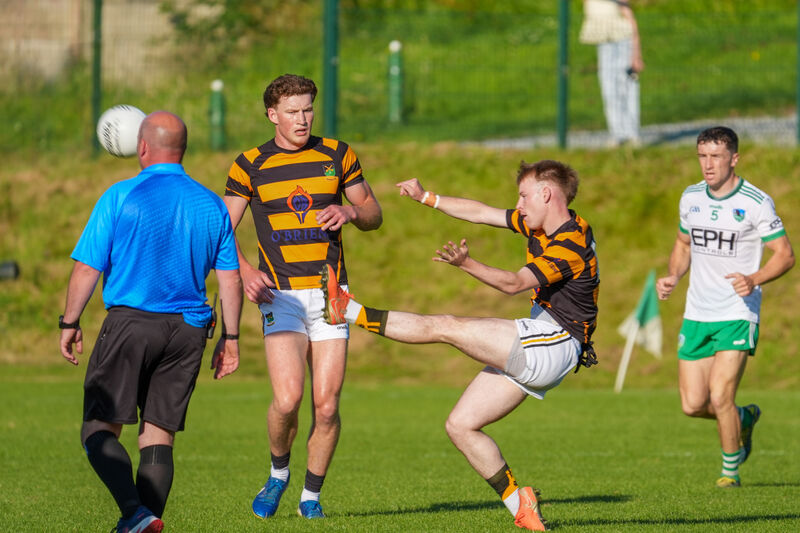 Avondhu’s Ben Twomey shoots for a point against Muskerry. Picture: Noel Sweeney