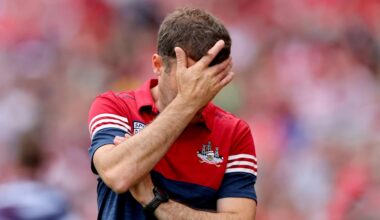 HURLING REVIEW: Cork manager Ben O'Connor dejected in the final minutes of their loss to Galway. Pic: ©INPHO/Ryan Byrne