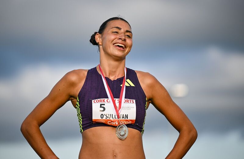Sophie O'Sullivan of Ireland places third in the Cork County Council Women's 800m. Picture: Sam Barnes/Sportsfile