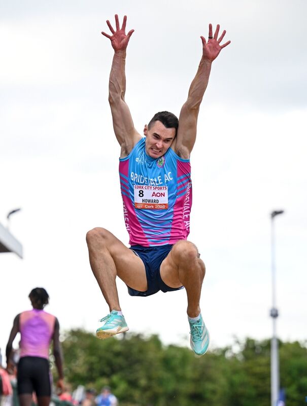 Shane Howard of Ireland competes in the AON Men's Long Jump. Picture: Sam Barnes/Sportsfile