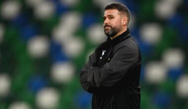 Linfield manager David Healy during the 2025 UEFA Conference League Play-off Round second leg match between Linfield and Shelbourne at the Clearer Twist National Football Stadium, Windsor Park in Belfast. Photo by Ramsey Cardy/Sportsfile