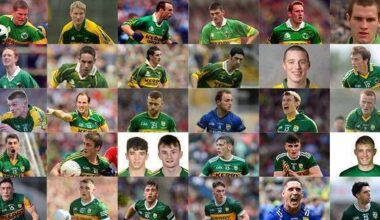 KINGDOM ELITE: Kerry's front line stars over the last 30 years, starting with (top left) Dara O'Cinnéide from 1996, then MF Russell, Johnny Crowley, Aodán MacGearailt, Noel Kennelly, Eoin Brosnan, Colm Cooper, Declan O'Sullivan, Paul Galvin, Bryan Sheehan, Kieran Donaghy, Donnchadh Walsh, Tommy Walsh, Tadhg Kennelly, Barry John Keane, Darran O'Sullivan, James O'Donoghue, Johnny Buckley, Paul Geaney, Stephen O'Brien, Tony Brosnan, Tom O'Sullivan, David Clifford, Sean O'Shea, Killian Spillane, Paudie Clifford, Diarmuid O'Connor, Dara Moynihan, Cillian Burke, Joe O'Connor and this year's star turn, Dylan Geaney.
