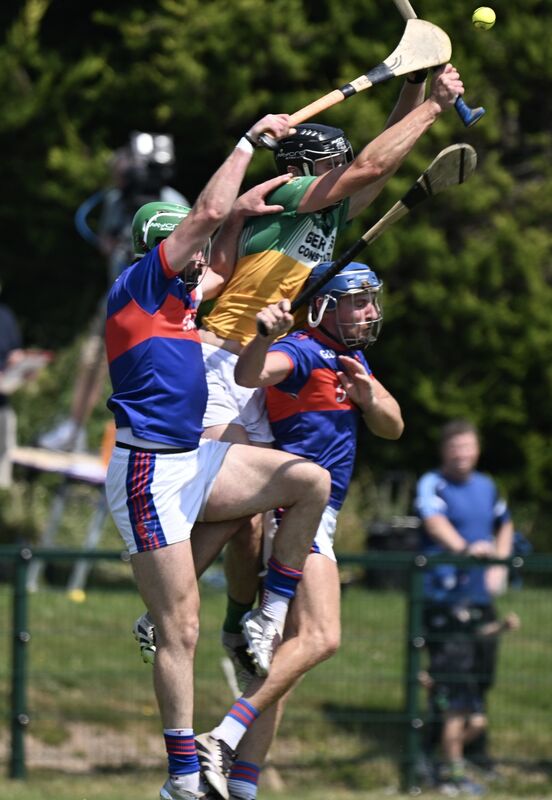  Bride Rovers captain Conleith Ryan battles for possession in the air against Erin’s Own. Picture: Larry Cummins