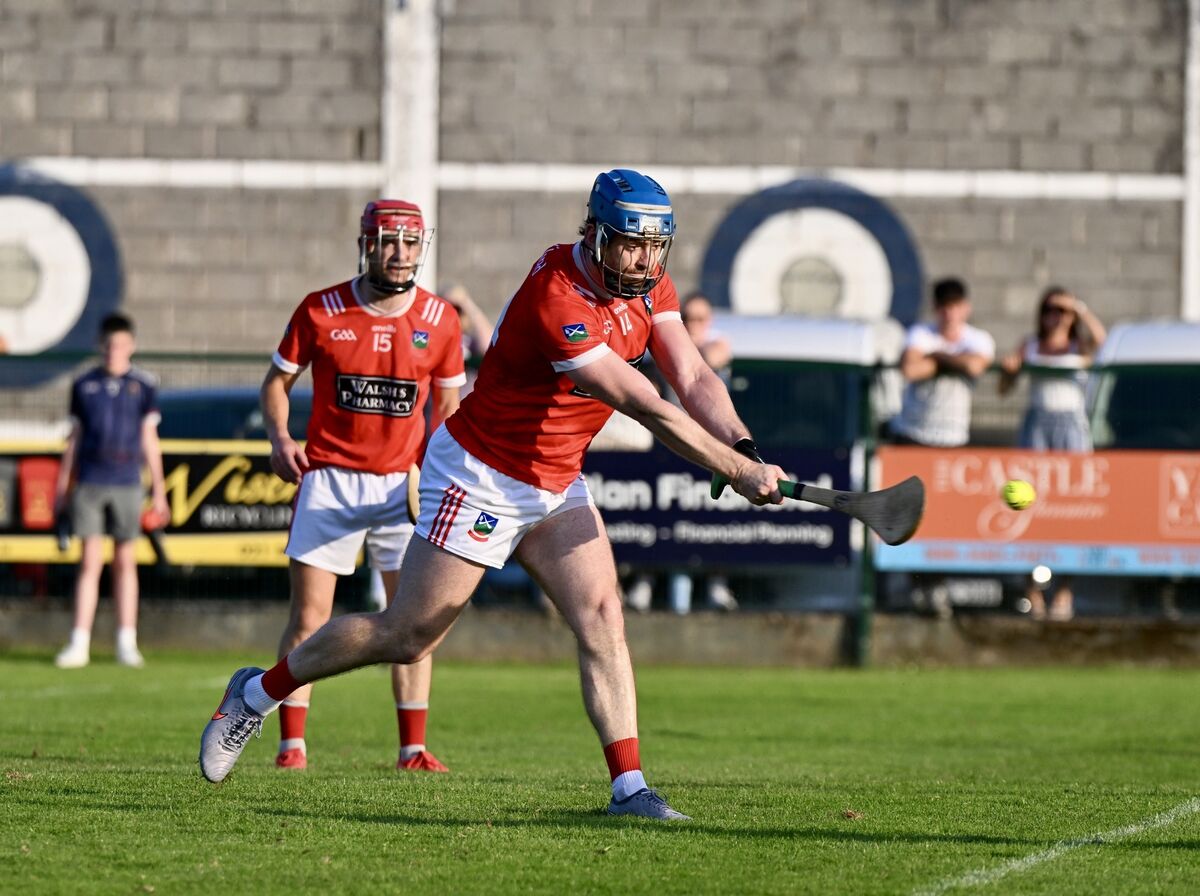  Will Condon blasts in the first goal for Kilworth against Aghabullogue. Picture: Larry Cummins