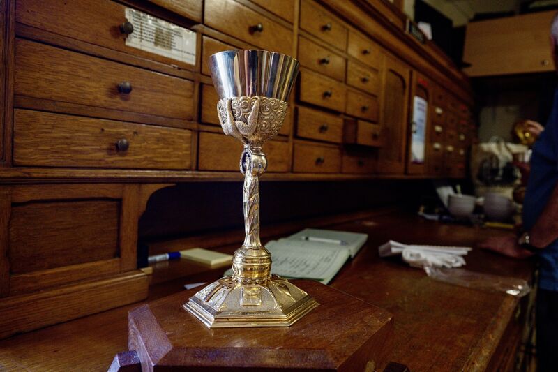 The famous Christy Ring Chalice rests in the sacristy after being used during the final Mass at St Augustine’s Church. Picture: Chani Anderson