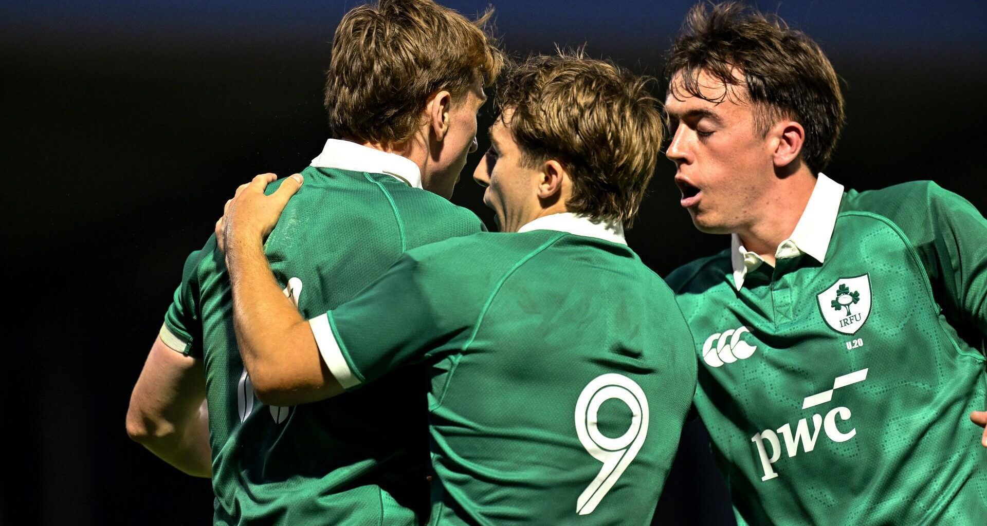Ireland’s Daniel Ryan celebrates scoring a try with Christopher Barrett. Levan Verdzeuli/Inpho
