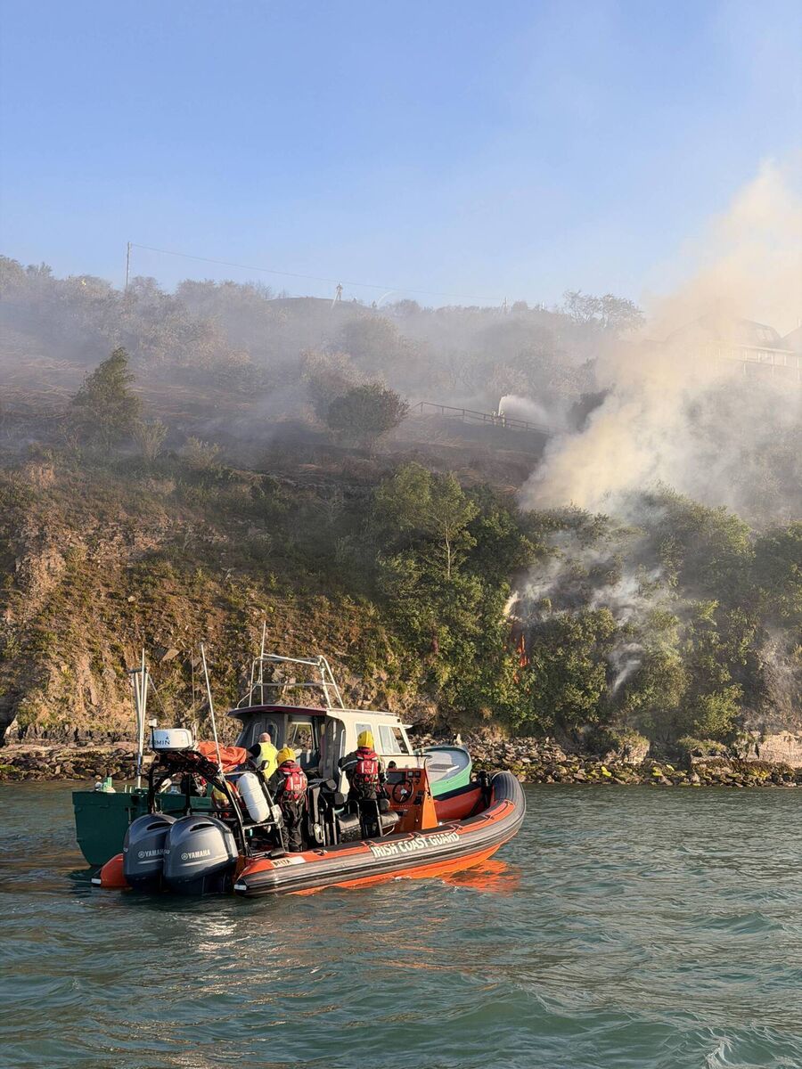 Fire fighters are battling a significant gorse fire in near Crosshaven in county Cork which is causing concern for local residents in the area. Picture: Rory Conlon 