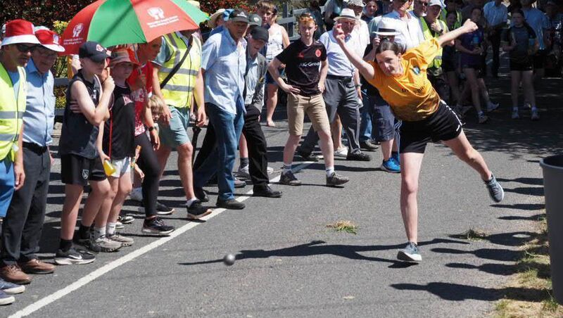 Dervla Mallon closed with three sensational bowls to beat Hannah Sexton in the All-Ireland road bowling finals at Ballinagree in Co Cork. Pic: Paul Stack.