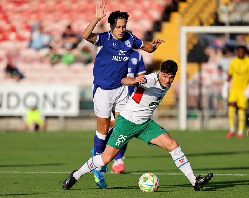  Matthew Murray, Cork City, Joel Colwill, Cardiff City.  League of Ireland Friendlies 2026, Cork City FC V's Cardiff City FC, at the Munster FA Turner's Cross Stadium, Turner's Cross, Cork.