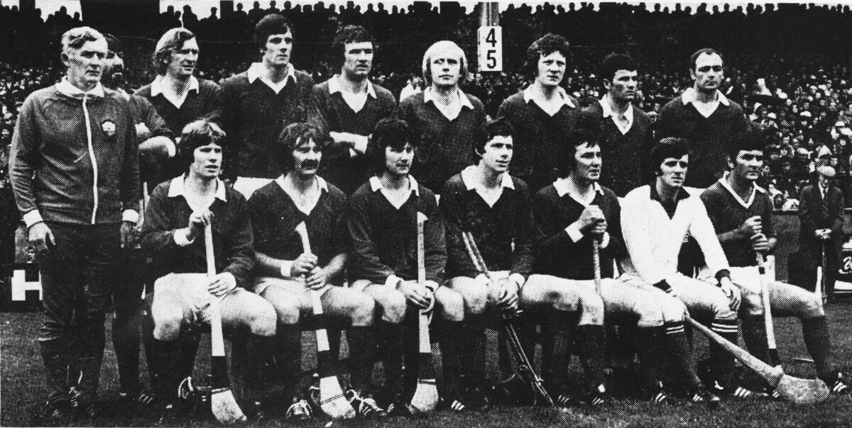 The 1977 Cork hurling team. Back: Fr Bertie Troy, Tim Crowley, Ray Cummins, Jimmy Barry-Murphy, John Horgan, Johnny Crowley, Brian Murphy, Denis Coughlan. Front row: Dermot McCurtain, Gerald McCarthy, Tom Cashman, Martin O'Doherty (c), Seanie O'Leary, Martin Coleman, Charlie McCarthy. Taken from Cork's Hurling Story by Tim Horgan, published by The Collins Press, 2010