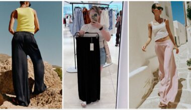 Denise O'Donoghue, centre, tries a pair of Zara 'death pants'
