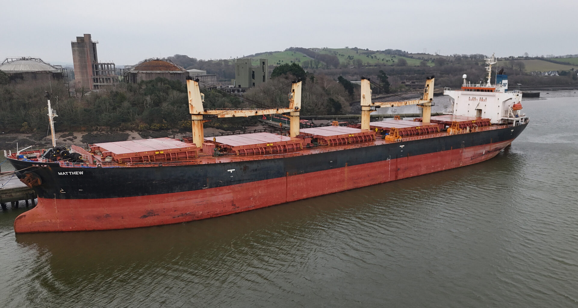 Technical difficulties delay departure of drug ship MV Matthew from Cork Harbour