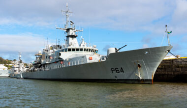 The LÉ George Bernard Shaw docked at the Irish Naval Base in Haulbowline. Ireland’s defence spend will be eight times less than the EU average this year. Picture: Noel Sweeney