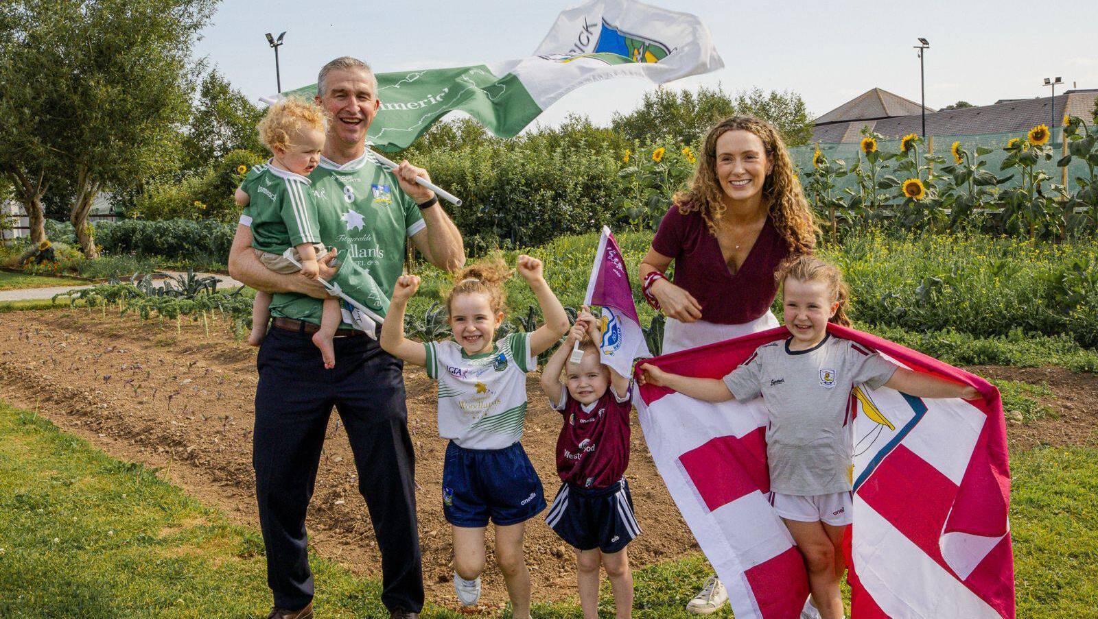 Aislinn Connolly and Conor Fitzgerald with their children, Cóilí, Ailbhe, Brídín, and Peigí. Picture: Adrian Butler