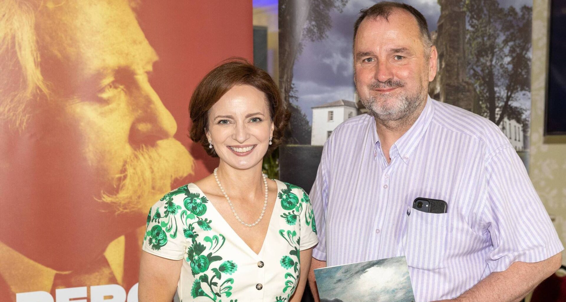 Maria Steen, one of the speakers at yesterday's event at the Percy French Festival at Castlecoote House in Roscommon, with Paul Healy, editor of the Roscommon People newspaper, who was MC at the Festival. Pictures: Michael Finan/Roscommon People