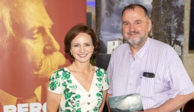 Maria Steen, one of the speakers at yesterday's event at the Percy French Festival at Castlecoote House in Roscommon, with Paul Healy, editor of the Roscommon People newspaper, who was MC at the Festival. Pictures: Michael Finan/Roscommon People