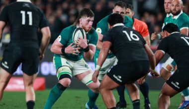 Ireland's Joe McCarthy comes up against Asafo Aumua of New Zealand. Pic: INPHO/Photosport/Craig Butland