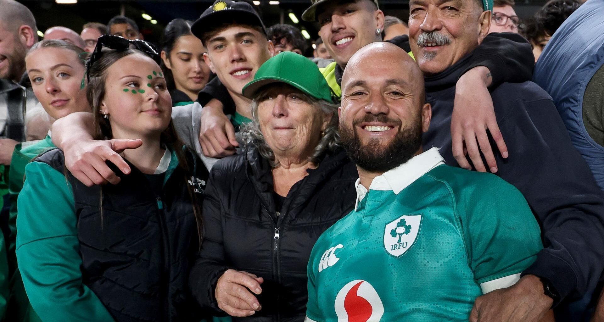 HOMECOMING: Ireland's Jamison Gibson-Park with friends and family after the game. Pic: INPHO/Billy Stickland