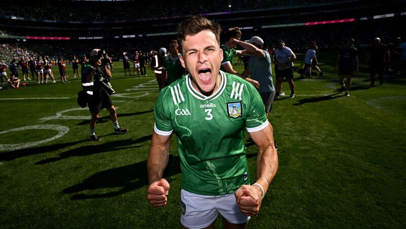 LIKE MIKE Mike Casey of Limerick celebrates after the game. Pic: David Fitzgerald/Sportsfile