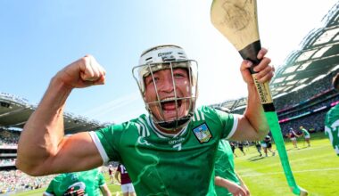 Limerick's Kyle Hayes celebrates after the match. Pic: INPHO/Ryan Byrne