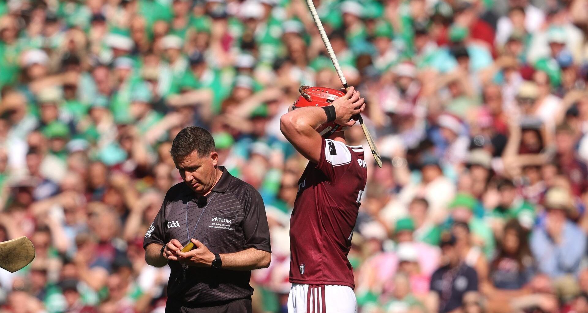 KEY MOMENT: Galway's Ronan Glennon awaits a decision from Referee Colm Lyons. Pic: INPHO/Bryan Keane