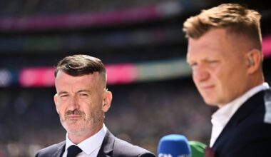 SHARP EXCHANGE: RTÉ hurling pundits Dónal Óg Cusack and Joe Canning at Croke Park. Pic: Piaras Ó Mídheach/Sportsfile