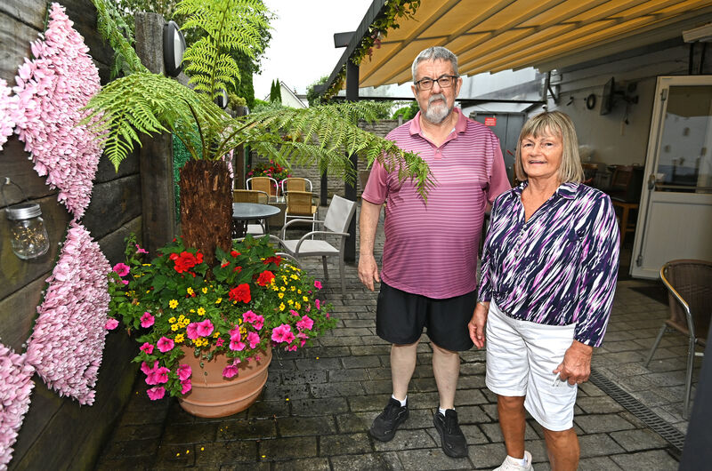 Michael and Tessie in the pub’s beer garden Pictures: Eddie O’Hare