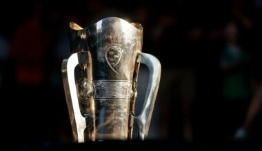 THE GOAL: The Liam MacCarthy Cup at the Limerick homecoming on Monday. Pic: INPHO/James Crombie