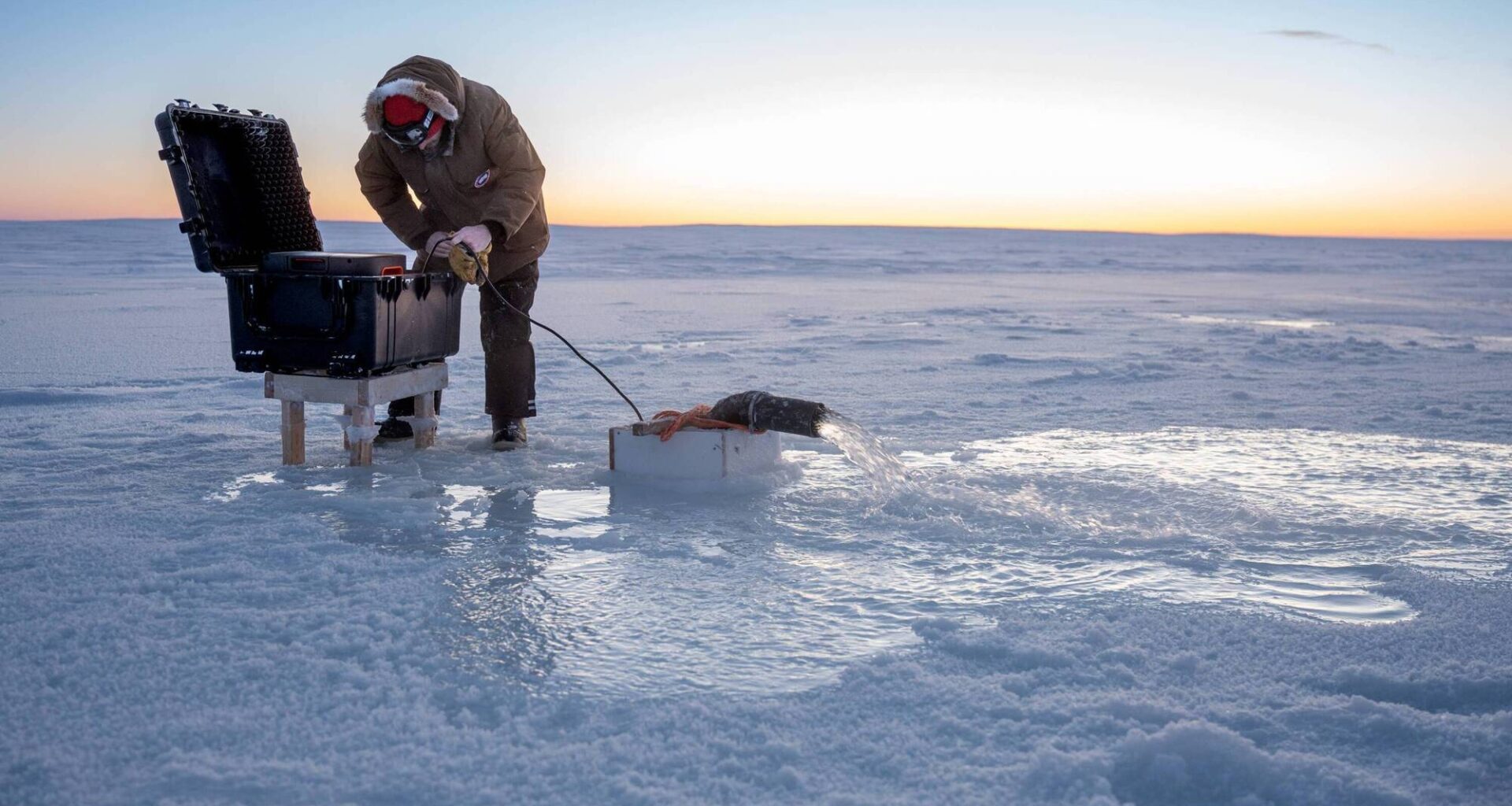 A Real Ice machine, which aims to refreeze sheets of ice in the Arctic, in action in the Cambridge Bay area of the southeast coast of Victoria Island in the Kitikmeot Region of Nunavut, Canada. Picture: Elise Imbeau