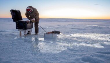 A Real Ice machine, which aims to refreeze sheets of ice in the Arctic, in action in the Cambridge Bay area of the southeast coast of Victoria Island in the Kitikmeot Region of Nunavut, Canada. Picture: Elise Imbeau