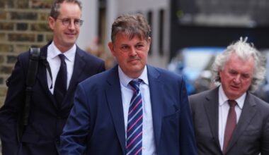 RTÉ deputy director general Adrian Lynch, director general Kevin Bakhurst and board chairman Terence O'Rourke arriving for a meeting communications minister Patrick O'Donovan in Dublin over recent pay revelations. Picture: File picture: Brian Lawless/PA Wire