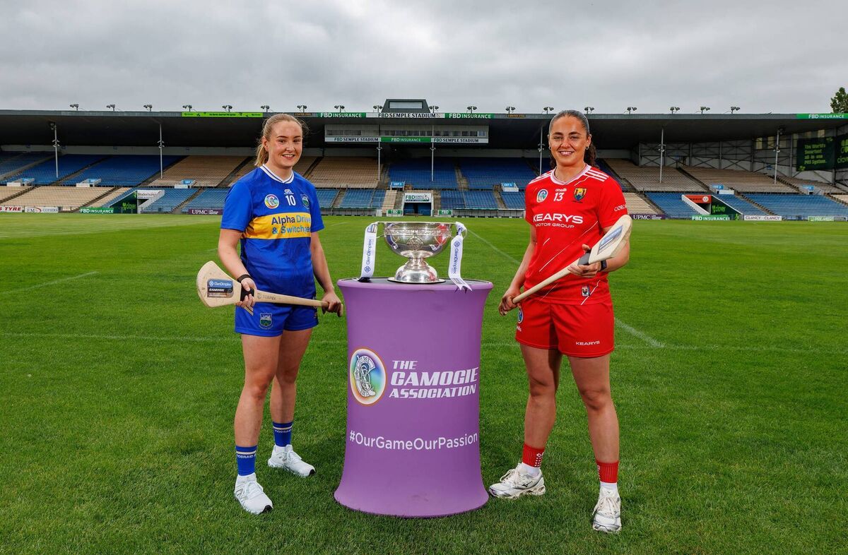 Tipperary’s Eimear McGrath and Cork’s Sorcha McCartan at the launch of the Glen Dimplex All-Ireland Camogie Championship semi-final double header at FBD Semple Stadium. Picture: INPHO/James Crombie