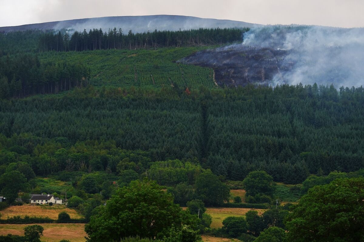 A major wildfire continues to burn at Slievenamon in Co Tipperary. Picture: Brian Lawless/PA Wire