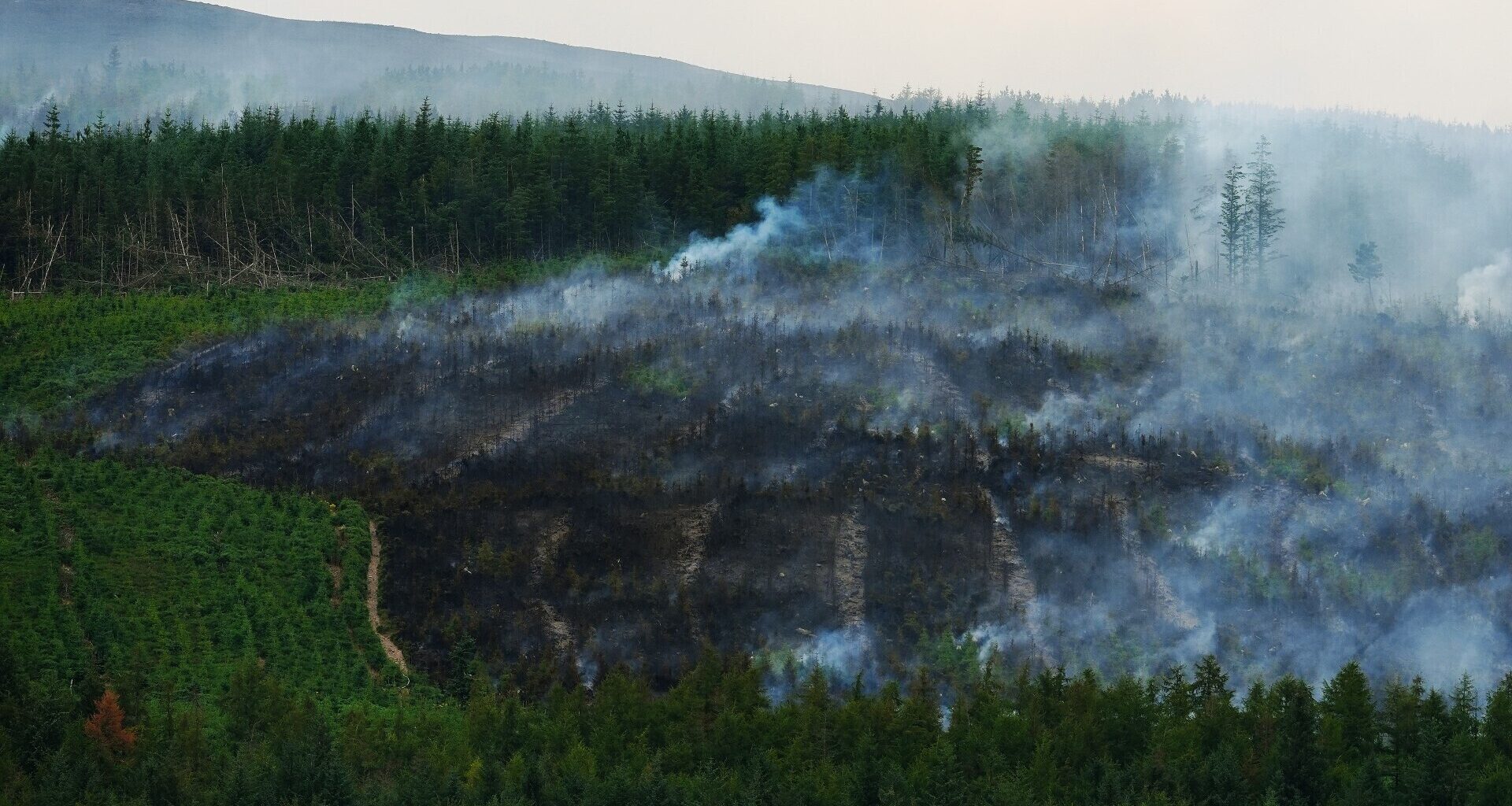 A major wildfire continues to burn at Slievenamon in Co Tipperary. Picture: Brian Lawless/PA Wire