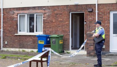 Gardaí outside a house in Ennis where a shooting incident occurred on Friday morning. Picture: Press 22