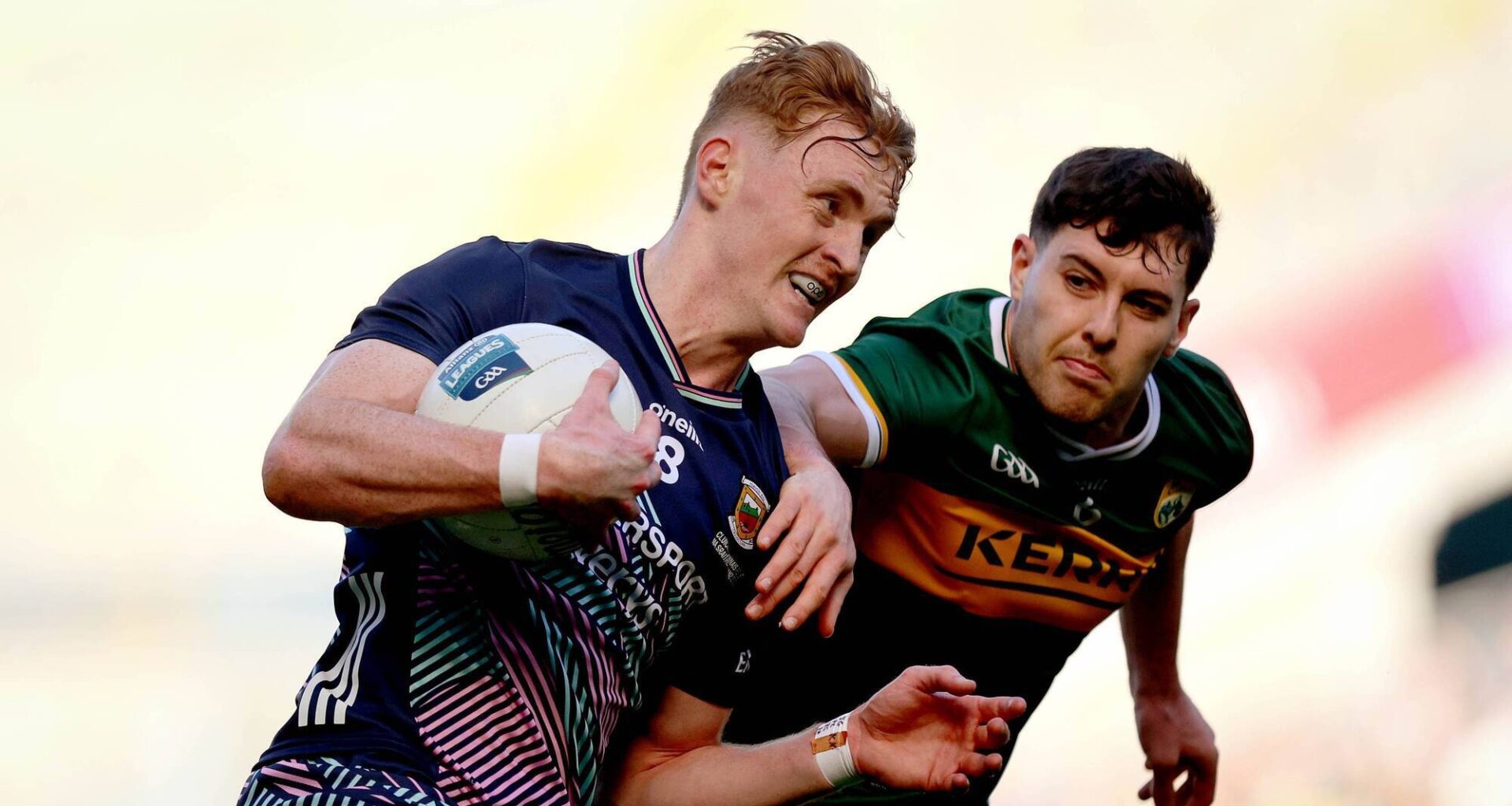 Jack Carney is a crafty player who poses a two-point threat for Mayo while Kerry centre-back Mike Breen has become a creative force for the Kingdom. Pic: ©INPHO/Ryan Byrne